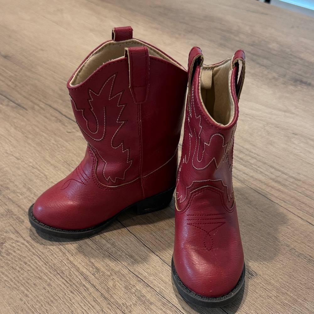 Red Kids Western Cowboy Boots - Classic Stitch Detail
